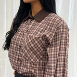 Chemise à carreaux marron