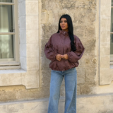 Veste à carreaux bordeaux