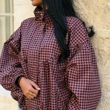 Veste à carreaux bordeaux