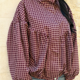 Veste à carreaux bordeaux