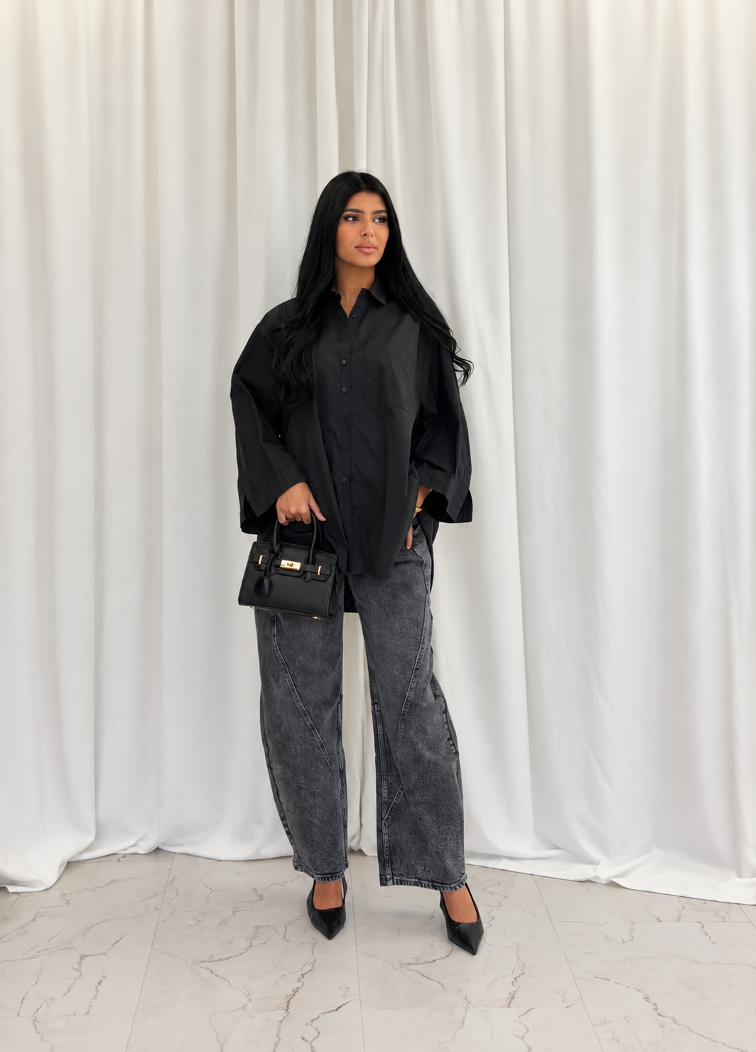 Chemise oversize noir